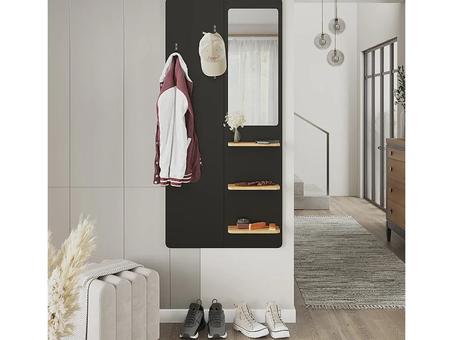 Cabide De Pé|Vicco Wandgarderobe /carvalho 70x15x150 jochen Preto