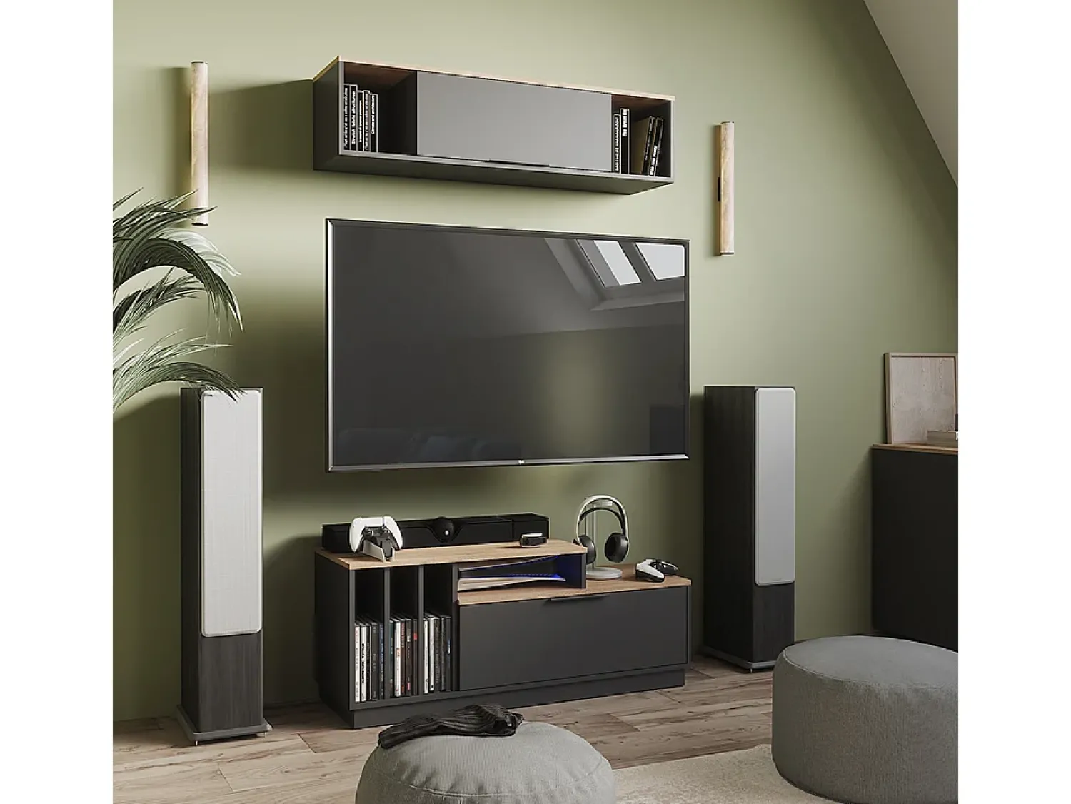 Vicco Wandregal antracite/sonoma 120x30x30 betti Cinza antracite