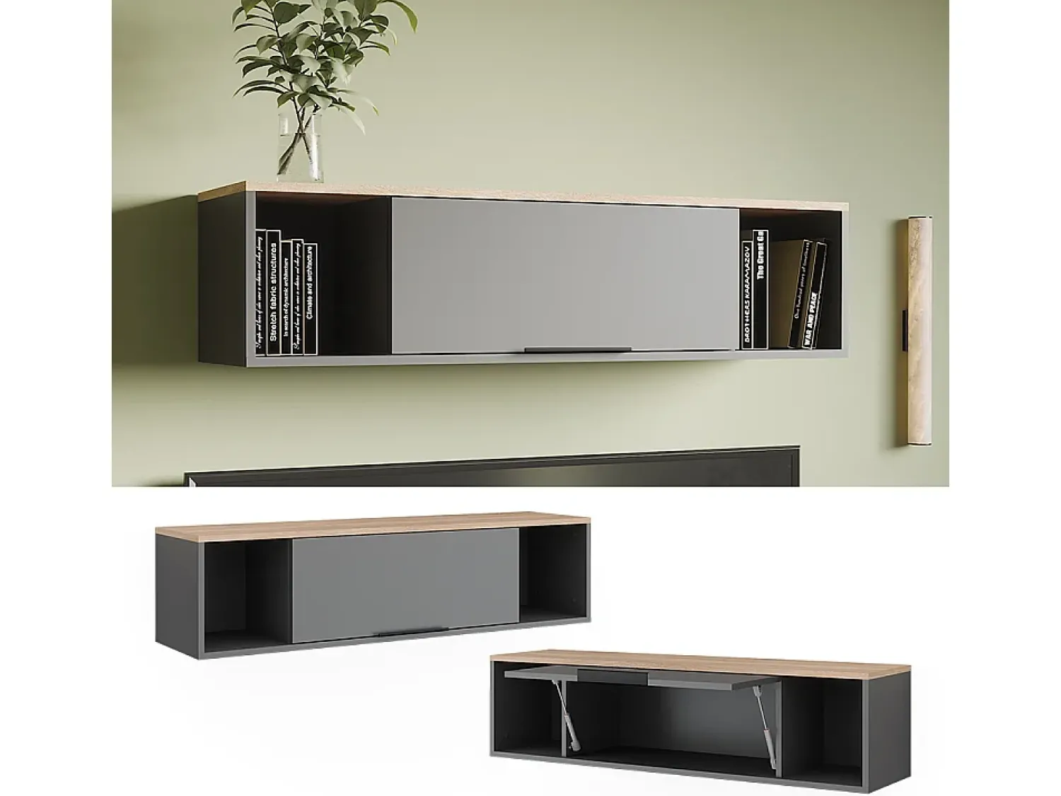 Vicco Wandregal antracite/sonoma 120x30x30 betti Cinza antracite