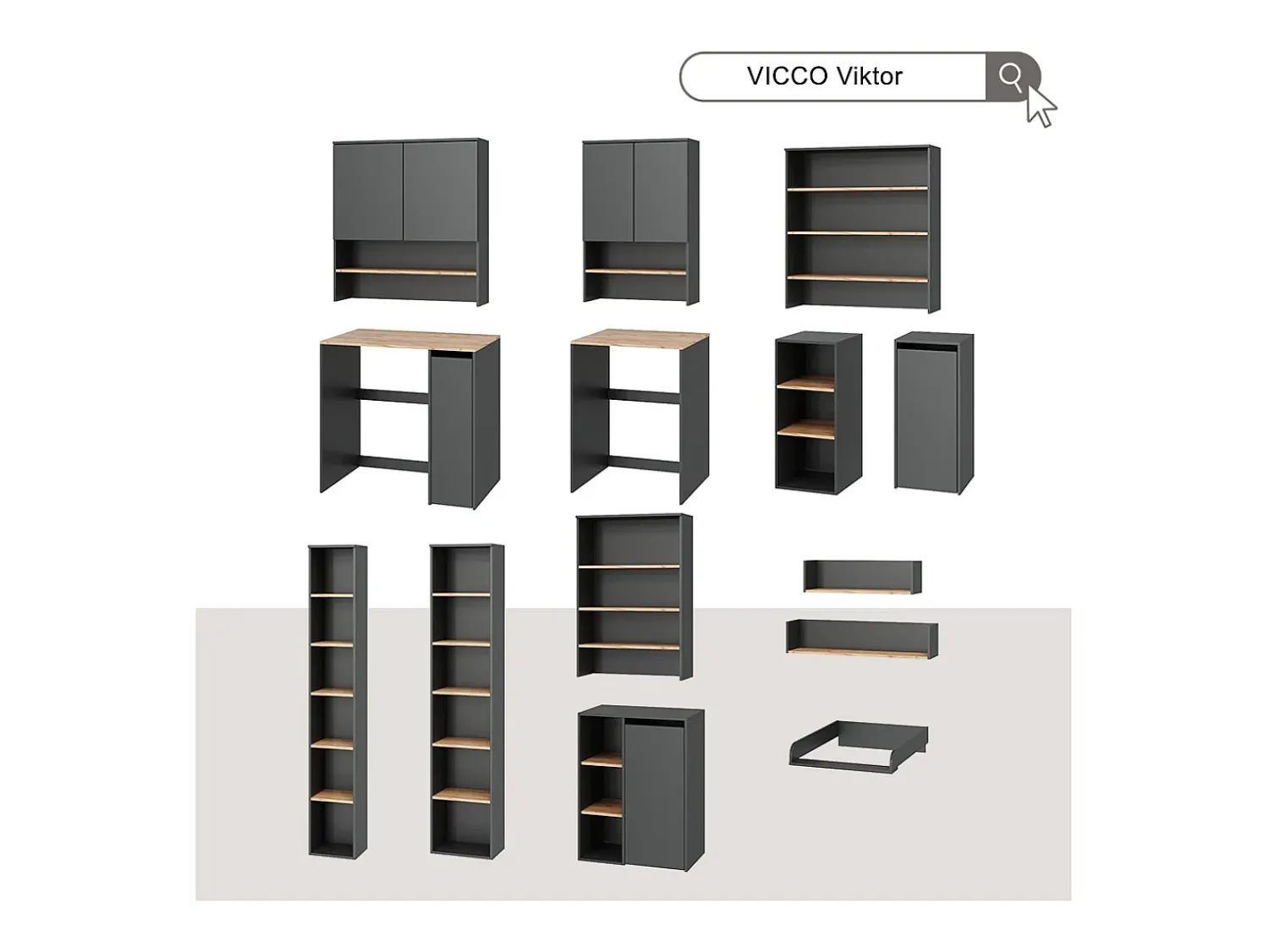 Vicco Wandregal carvalho antracite/goldkraft 67.8x20x20 viktor^ Prateleira