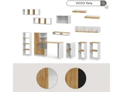 Clearance Vicco Wandregal carvalho branco/dourado 90x24x20 tomy Natural escuro