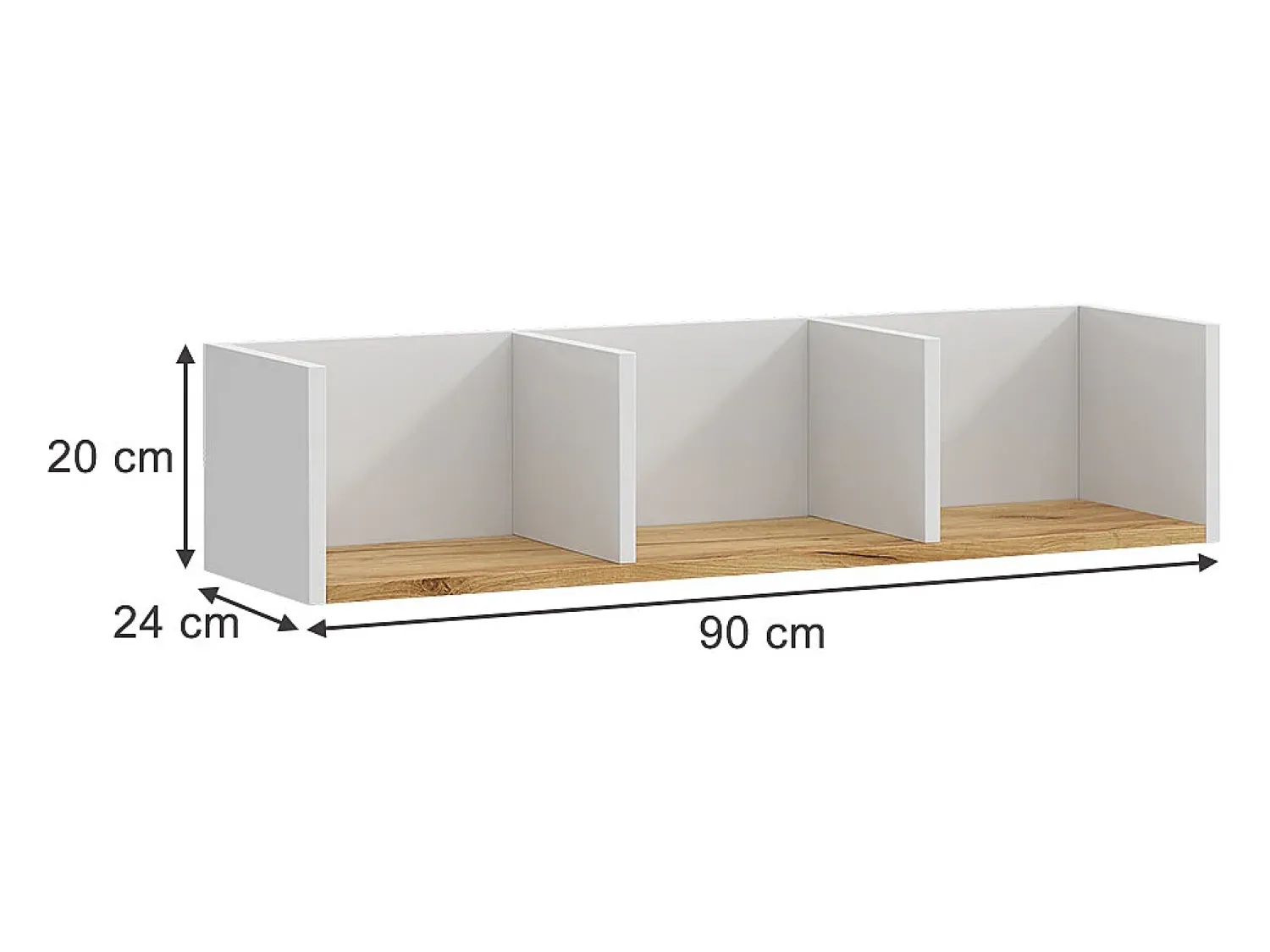 Clearance Vicco Wandregal carvalho branco/dourado 90x24x20 tomy Natural escuro