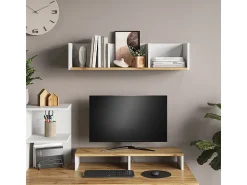 Clearance Vicco Wandregal carvalho branco/dourado 90x24x20 tomy Natural escuro