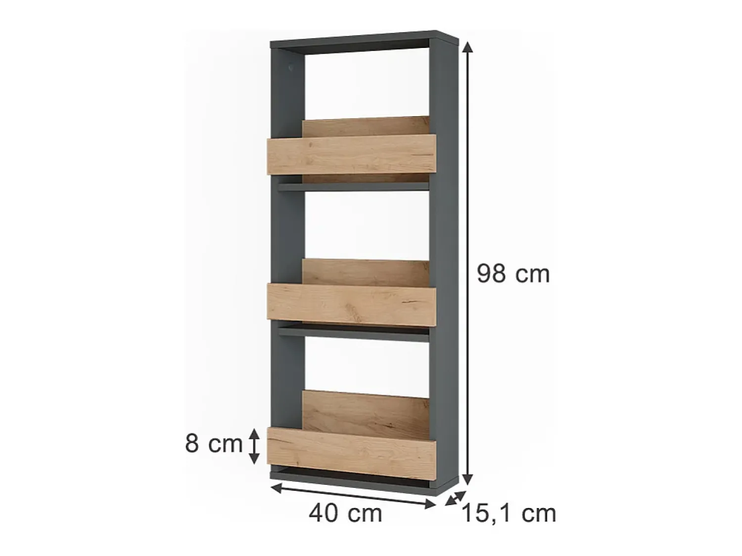 Vicco Wandregal carvalho goldkraft/antracite 40x15.1x98 repose^ Acessórios De Arrumação|Acessório Vinho E Bar