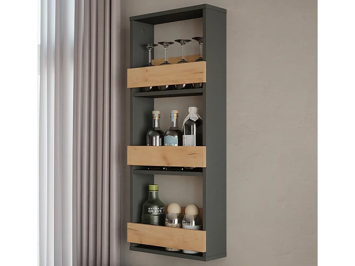 Vicco Wandregal carvalho goldkraft/antracite 40x15.1x98 repose^ Acessórios De Arrumação|Acessório Vinho E Bar