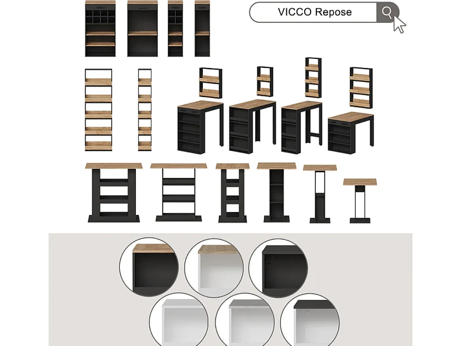 Vicco Weinglasregal carvalho goldkraft/antracite 60x15.1x98 repose^ Acessórios De Arrumação|Acessório Vinho E Bar
