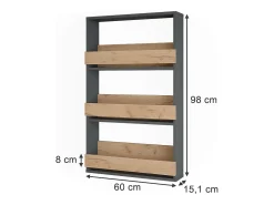 Vicco Weinglasregal carvalho goldkraft/antracite 60x15.1x98 repose^ Acessórios De Arrumação|Acessório Vinho E Bar
