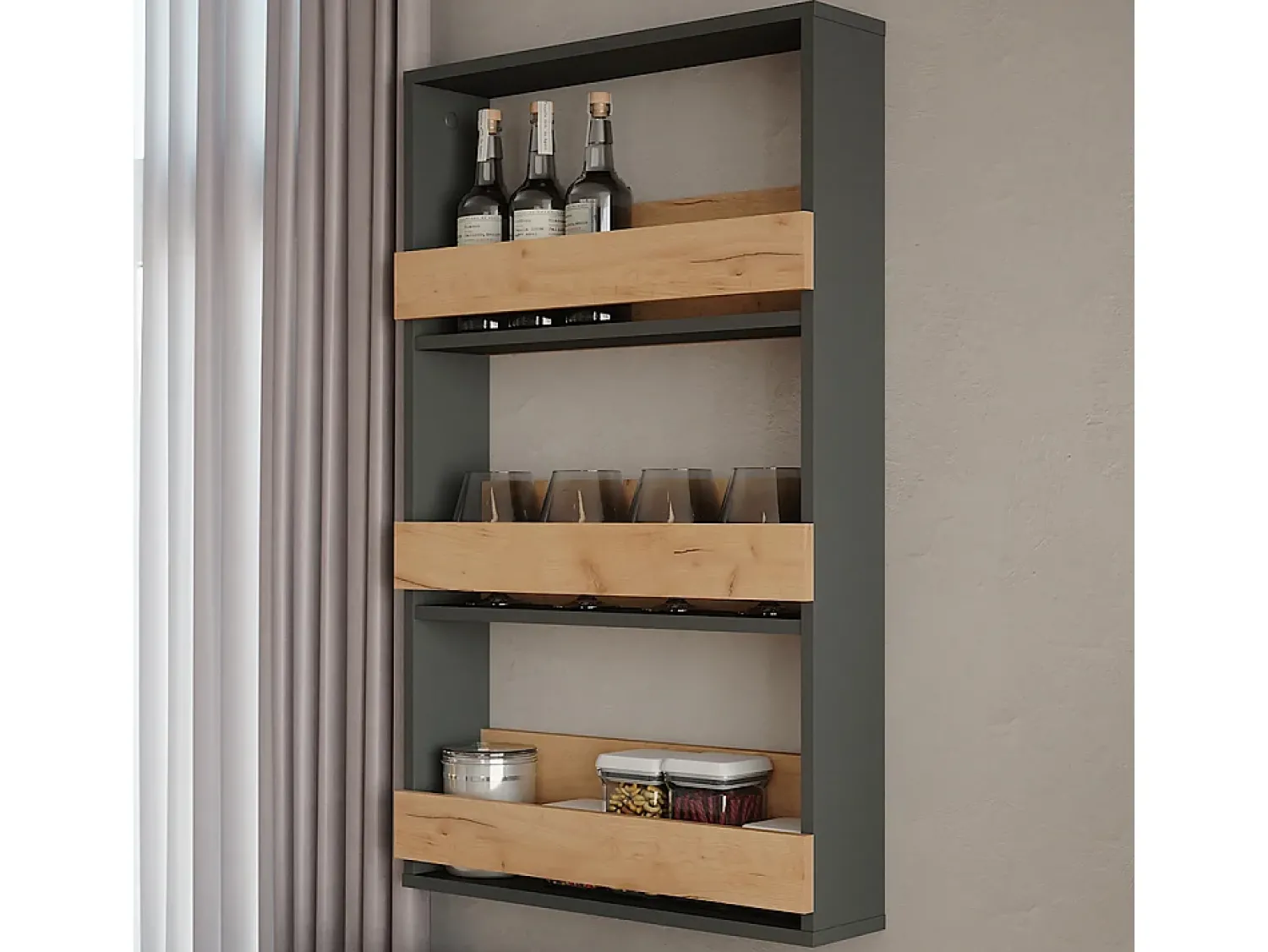 Vicco Weinglasregal carvalho goldkraft/antracite 60x15.1x98 repose^ Acessórios De Arrumação|Acessório Vinho E Bar