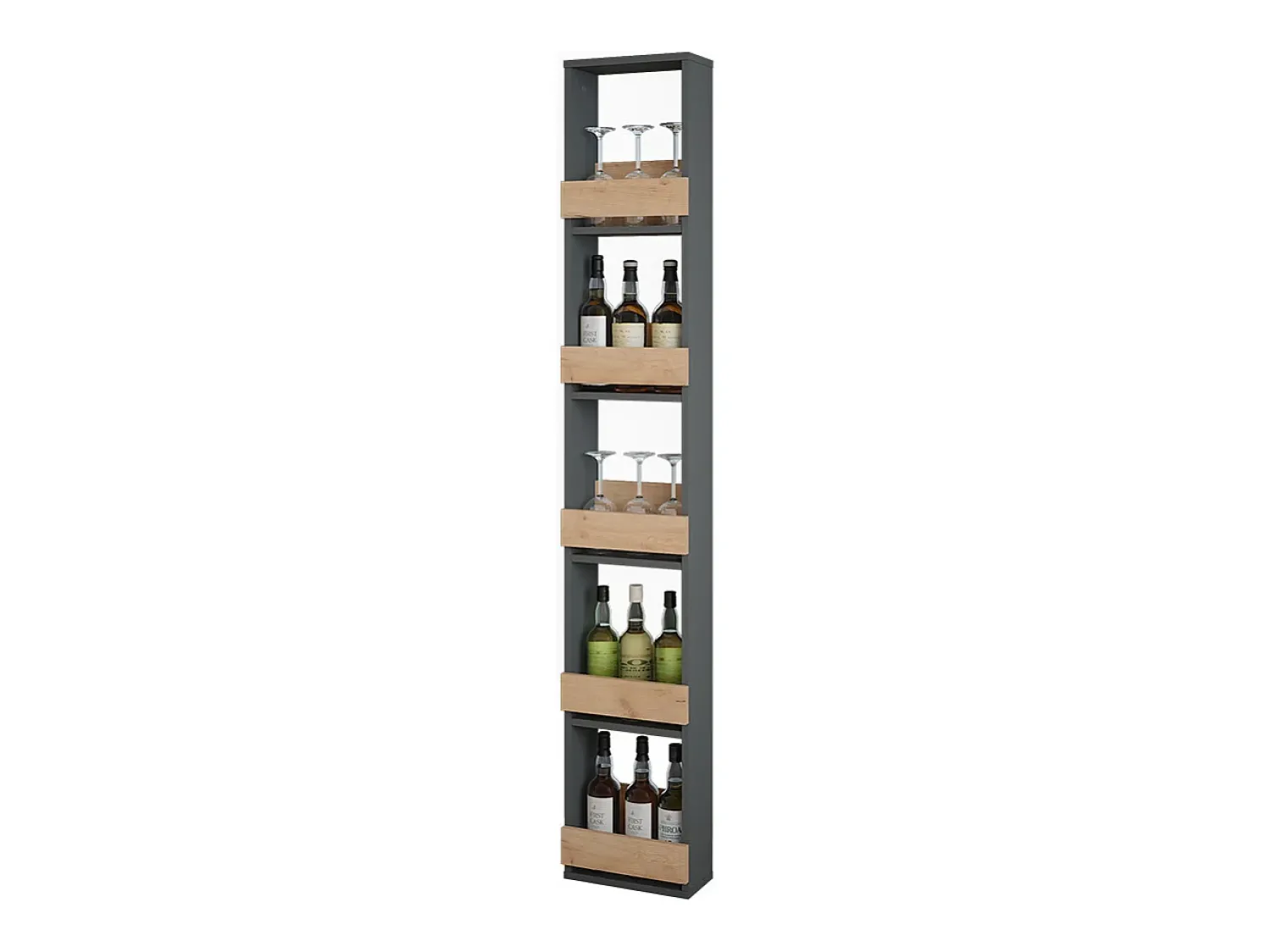 Acessórios De Arrumação|Acessório Vinho E Bar*Vicco Weinglasregal carvalho goldkraft/antracite 30x15.1x180 repose Natural escuro