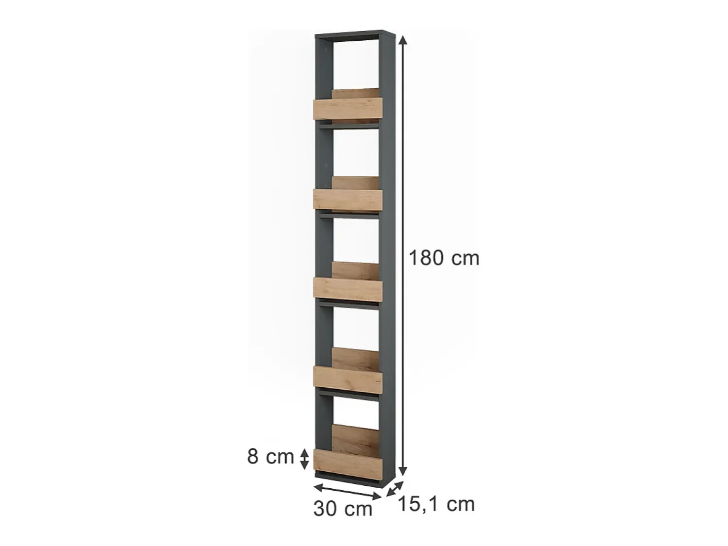 Acessórios De Arrumação|Acessório Vinho E Bar*Vicco Weinglasregal carvalho goldkraft/antracite 30x15.1x180 repose Natural escuro
