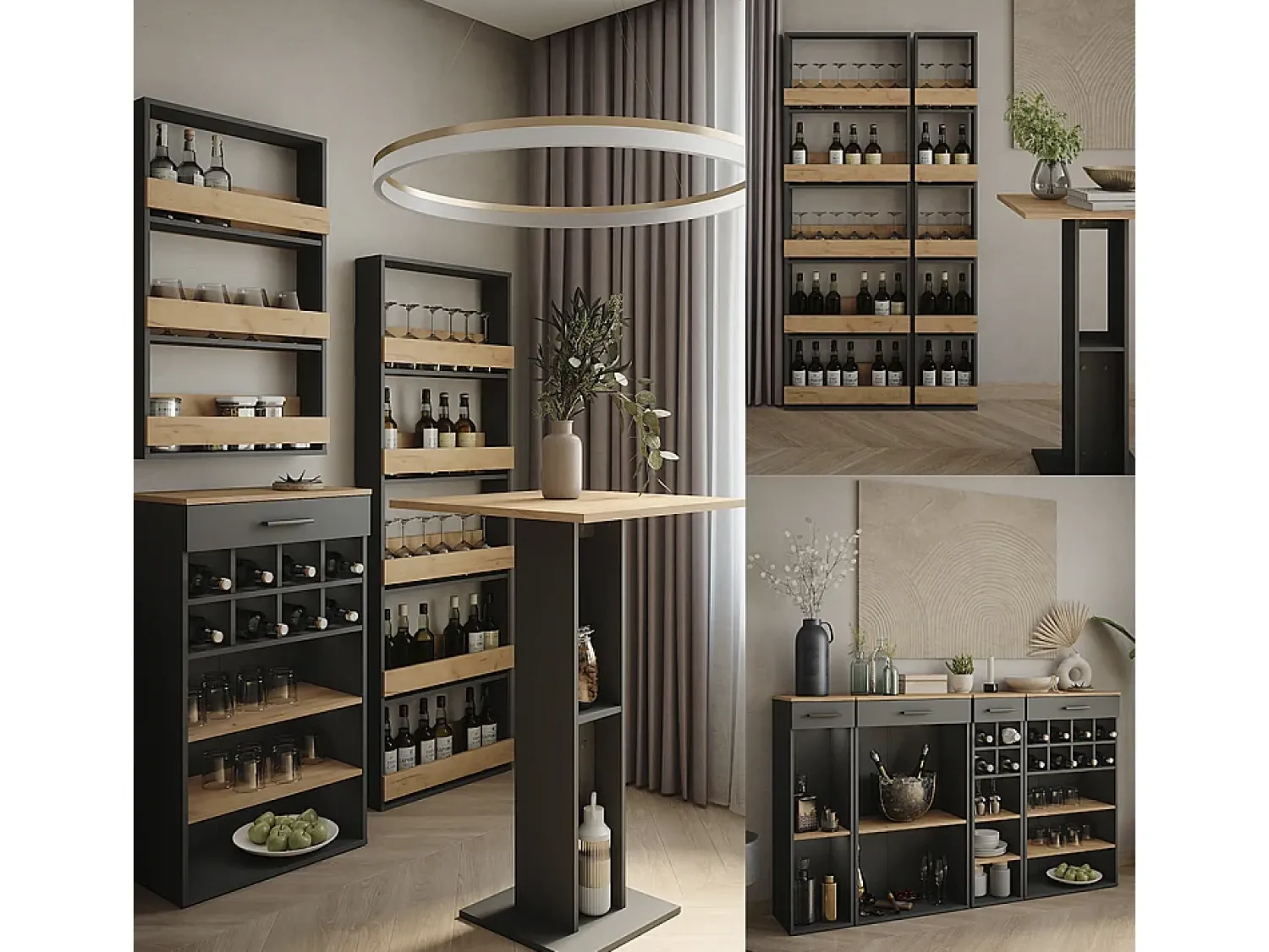 Vicco Weinglasregal carvalho goldkraft/antracite 40x15.1x72 repose^ Acessórios De Arrumação|Acessório Vinho E Bar