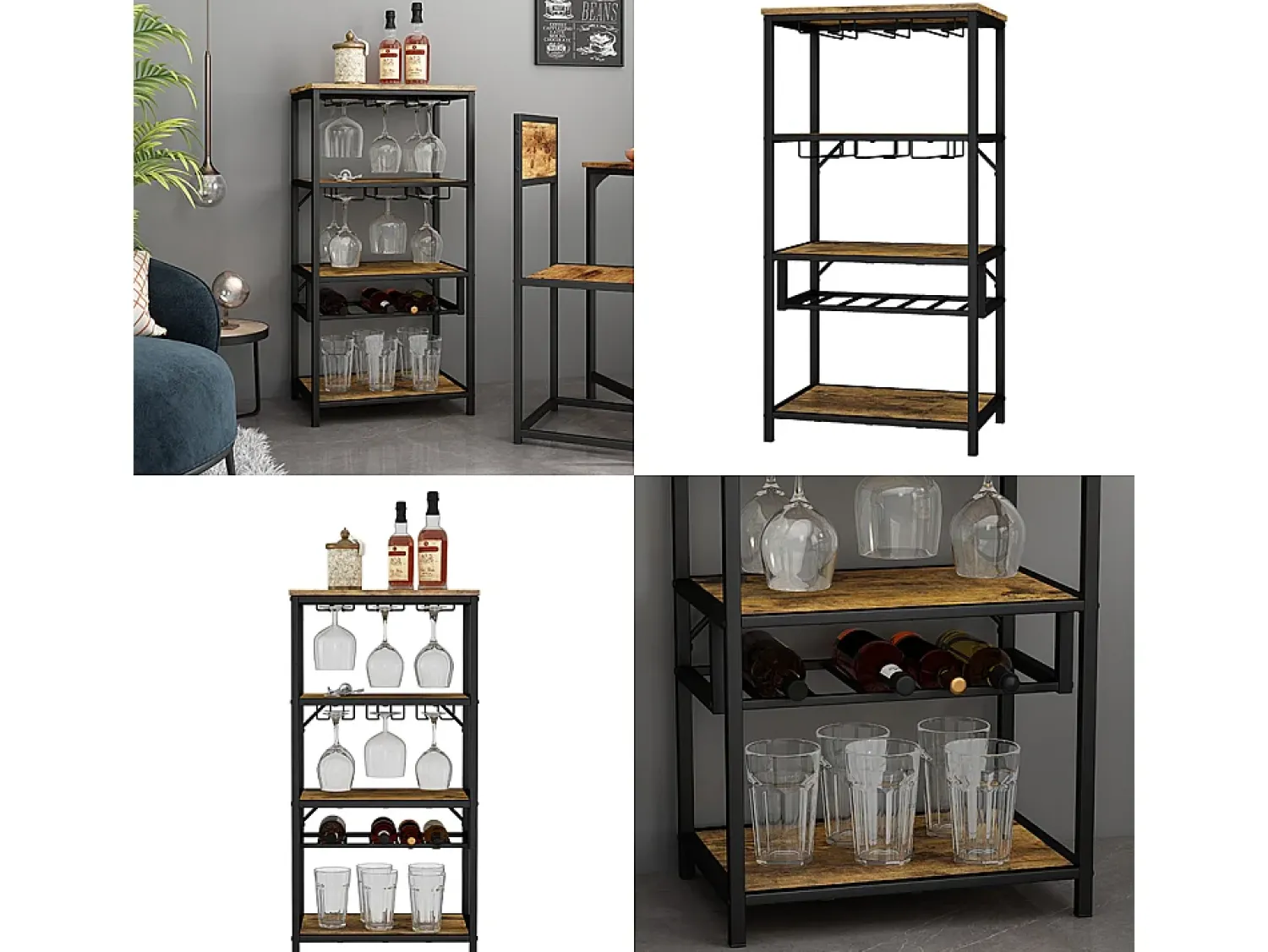 Acessórios De Arrumação|Acessório Vinho E Bar|Vicco Weinregal carvalho rústico 50x35x100 vela Natural escuro