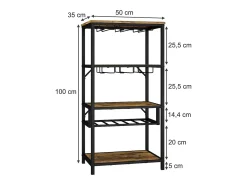 Acessórios De Arrumação|Acessório Vinho E Bar|Vicco Weinregal carvalho rústico 50x35x100 vela Natural escuro