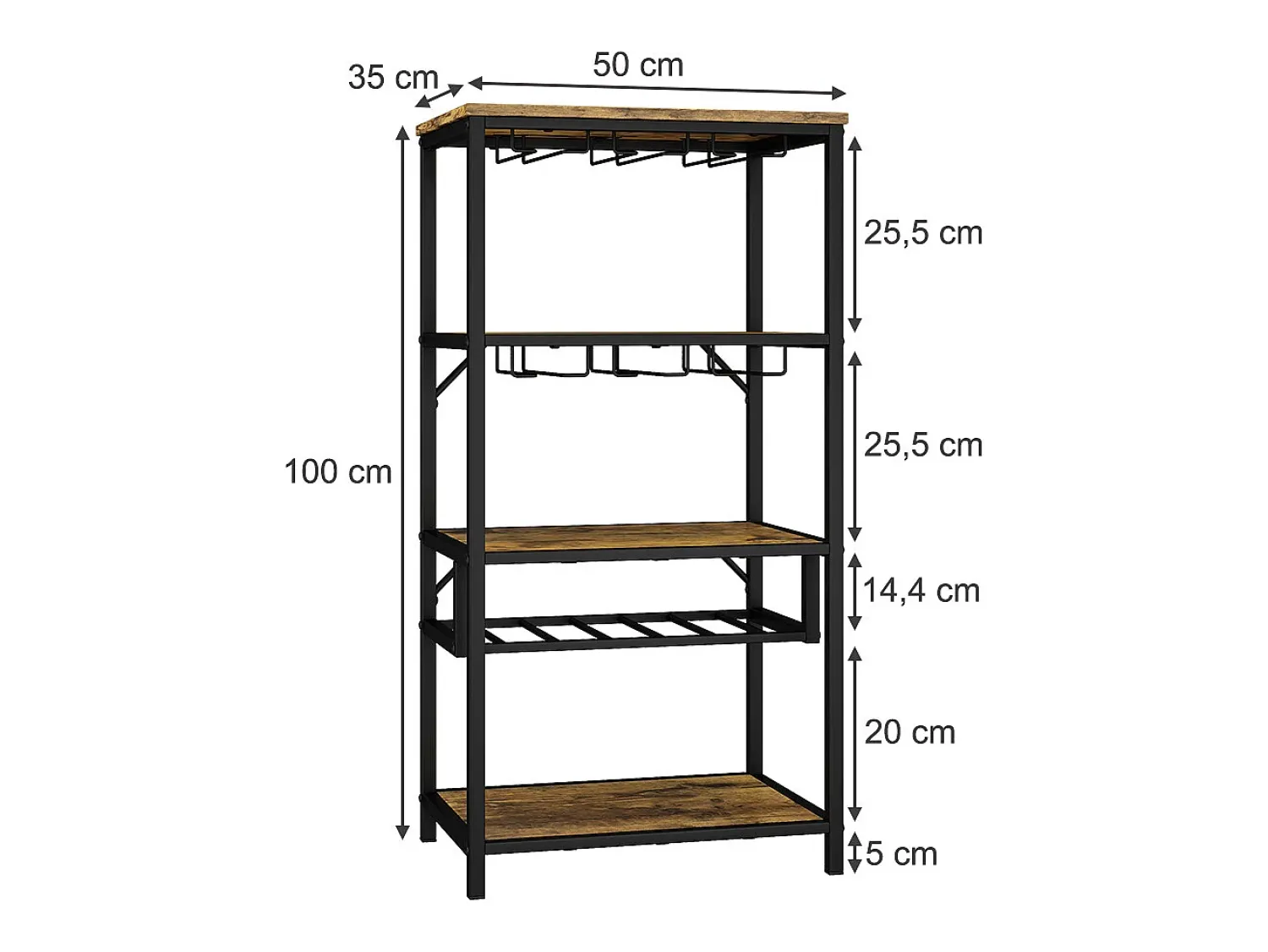 Acessórios De Arrumação|Acessório Vinho E Bar|Vicco Weinregal carvalho rústico 50x35x100 vela Natural escuro