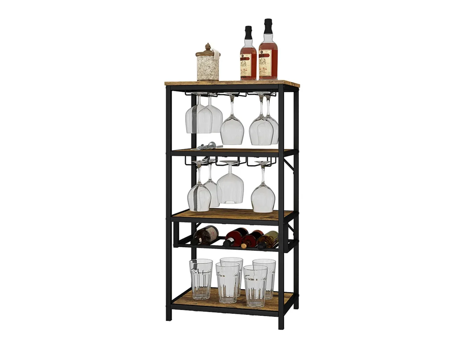 Acessórios De Arrumação|Acessório Vinho E Bar|Vicco Weinregal carvalho rústico 50x35x100 vela Natural escuro