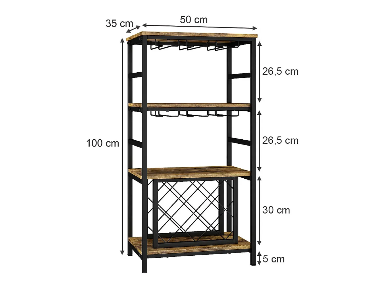 Acessórios De Arrumação|Acessório Vinho E Bar*Vicco Weinregal carvalho rústico 50x35x100 vela Natural escuro