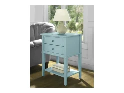 Mesa De Apoio|Dorel Home Westerleigh | Mesa de apoio com 1 gaveta em escuro - Pés e puxadores dourados Azul