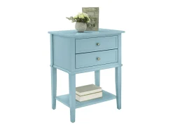 Mesa De Apoio|Dorel Home Westerleigh | Mesa de apoio com 1 gaveta em escuro - Pés e puxadores dourados Azul