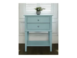 Mesa De Apoio|Dorel Home Westerleigh | Mesa de apoio com 1 gaveta em escuro - Pés e puxadores dourados Azul
