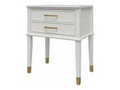 Mesa De Apoio*CosmoLiving by Cosmopolitan Westerleigh | Mesa de cabeceira com 2 gavetas em MDF Branco