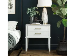 Mesa De Apoio*CosmoLiving by Cosmopolitan Westerleigh | Mesa de cabeceira com 2 gavetas em MDF Branco