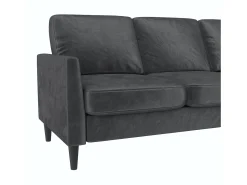 Sofá|Dorel Home Winston | Sofá 3 Lugares com Chaise Lounge em Veludo Cinzento