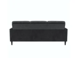 Sofá|Dorel Home Winston | Sofá 3 Lugares com Chaise Lounge em Veludo Cinzento