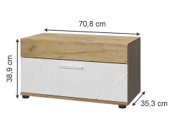 Prateleira*Vicco Wohnzimmerschrank carvalho goldkraft/branco 70.8x35.3x38.9 berno Natural escuro