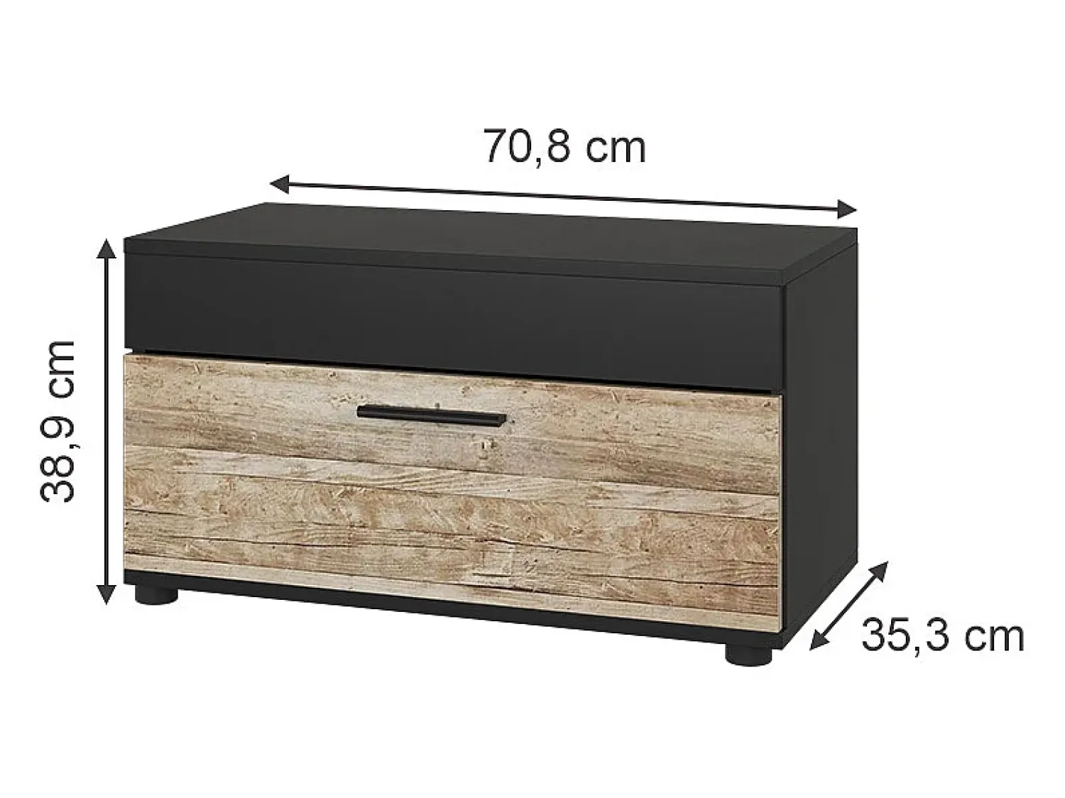 Prateleira*Vicco Wohnzimmerschrank carvalho /areia 70.8x35.3x38.9 berno Preto