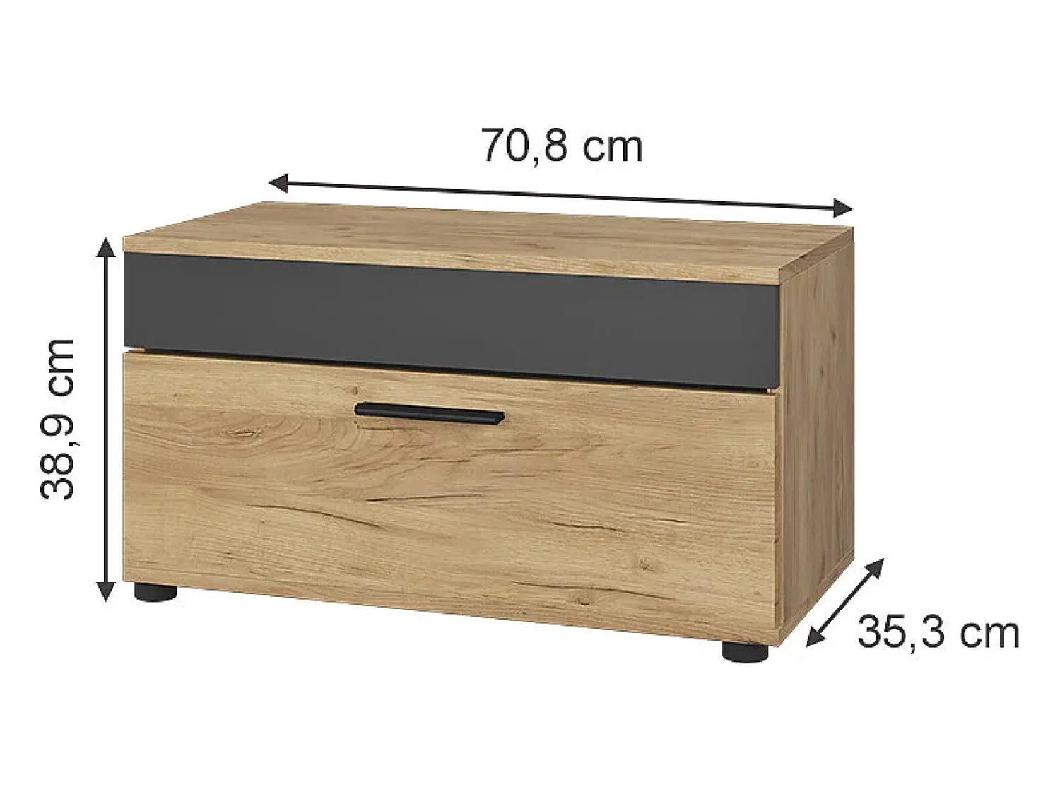 Prateleira*Vicco Wohnzimmerschrank carvalho goldkraft/antracite 70.8x35.3x38.9 berno Natural escuro