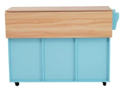 Móvel De Arrumação* 129x46x91,5cm Carrinho de cozinha, carrinho de sala de jantar, bancada dobrável, armário de arrumação, Azul