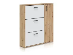Móvel De Arrumação|Sapateira*duehome Zapatero Leia Blanco Artik (Blanco Mate) - Roble Nodi Cinzento